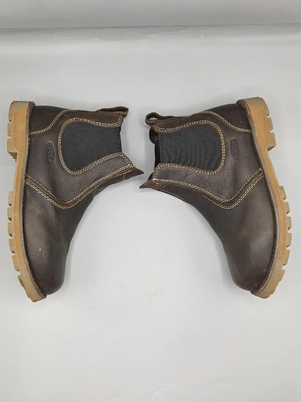 KEEN Utility Mens Seattle Romeo Soft Toe Slip On Work Boot Cascade Brown 7EE